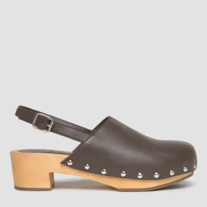 Zueco piel plataforma madera