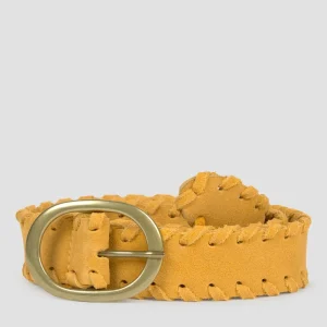 Cinturón serraje hebilla dorada