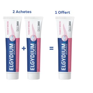 2 ELGYDIUM DENTIFRICE PLAQUE & GENCIVES 75ML Achetes + 1 Offert