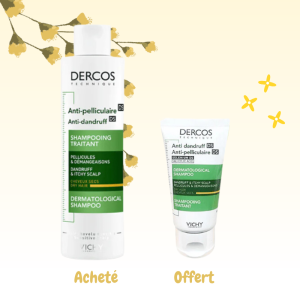 Vichy Dercos Shampooing Antipelliculaire – Cheveux Secs – 200 Ml = Format voyage 50ml OFFERT