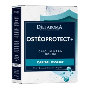 DIETAROMA – Ostéoprotect+ Calcium Marin K2 Et D3 Capital Osseux Vegan – 60 Comprimés