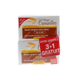ROGE CAVAILLES LOT DE 3 SAVONS LAIT ET MIEL +1 OFFERT