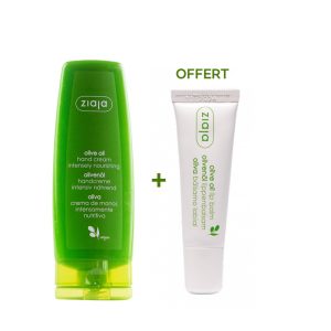 ZIAJA CRÈME MAINS ET ONGLES À L&rsquo;HUILE D&rsquo;OLIVE 80ML Achete + ZIAJA BAUME À LÈVRE À L&rsquo;HUILE D&rsquo;OLIVE 10ML Offert